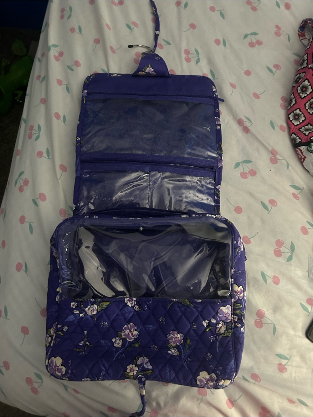 Vera Bradley Purple Floral Quilted Hanging Cosmetic Organizer